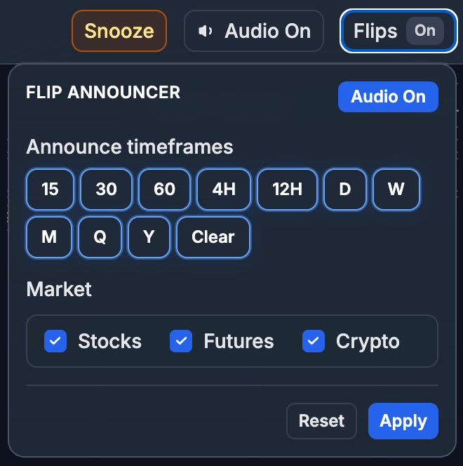 Flip announcer settings preview