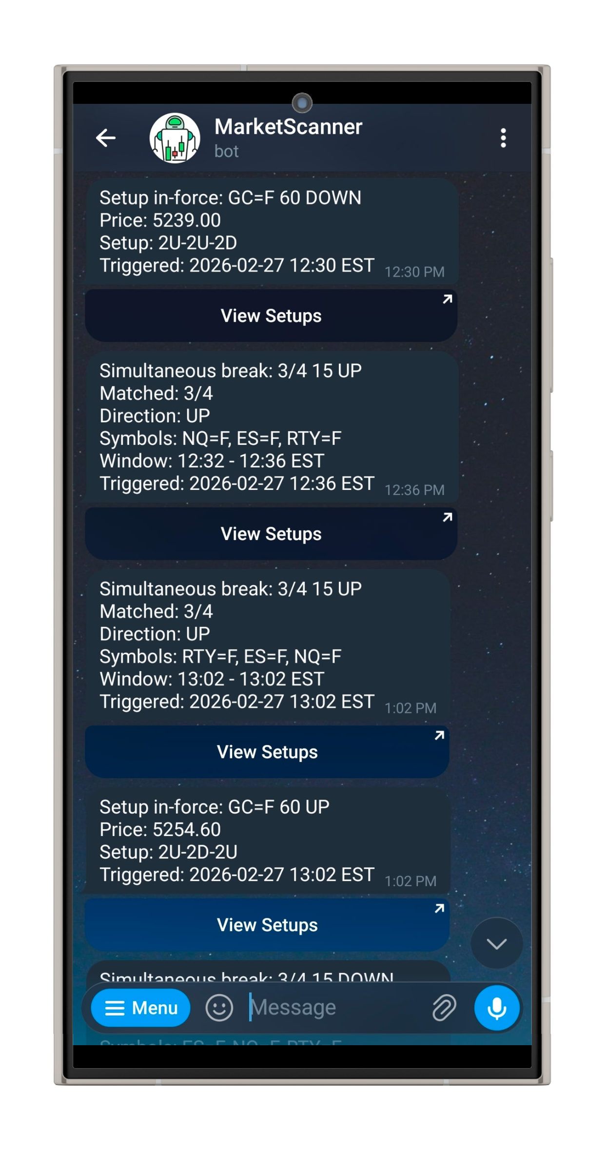 Telegram mobile preview